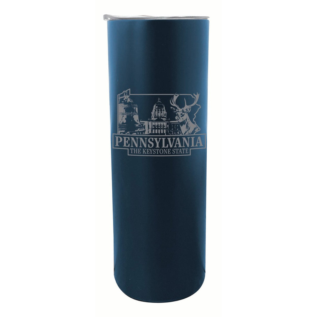 Pennsylvania Souvenir 20 oz Engraved Insulated Stainless Steel Skinny Tumbler Image 1