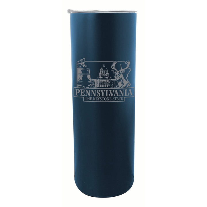 Pennsylvania Souvenir 20 oz Engraved Insulated Stainless Steel Skinny Tumbler Image 1