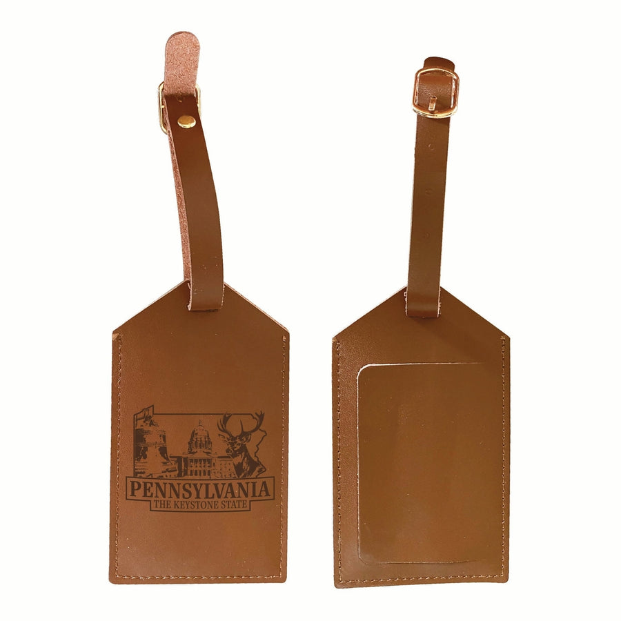 Pennsylvania Souvenir Engraved Leather Luggage Tag Image 1