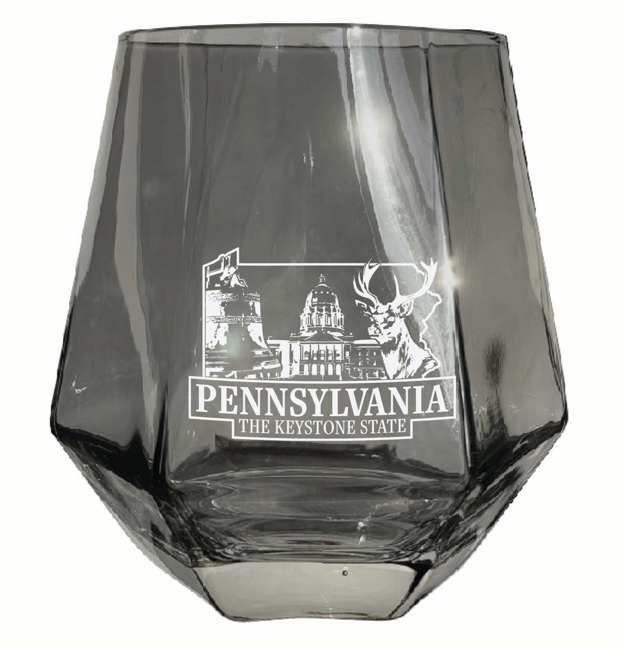 Pennsylvania Souvenir Stemless Diamond Wine Glass Engraved 15 oz Image 1