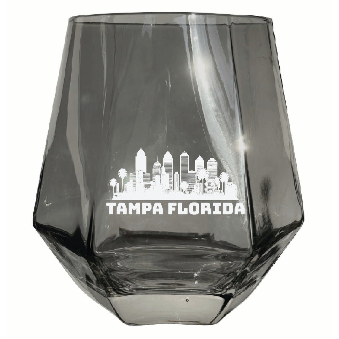 Tampa Florida Souvenir Stemless Diamond Wine Glass Engraved 15 oz Image 3