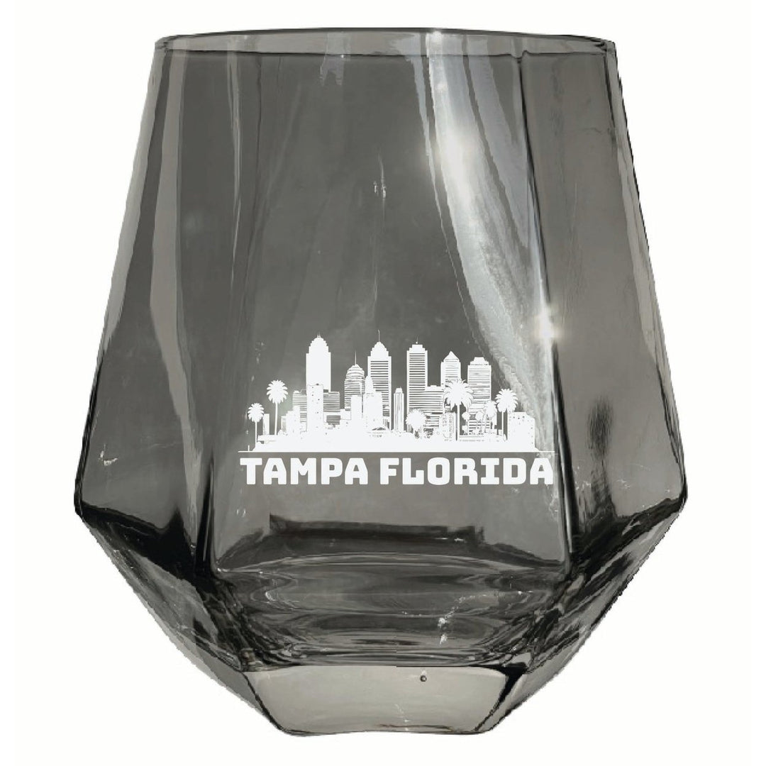 Tampa Florida Souvenir Stemless Diamond Wine Glass Engraved 15 oz Image 1