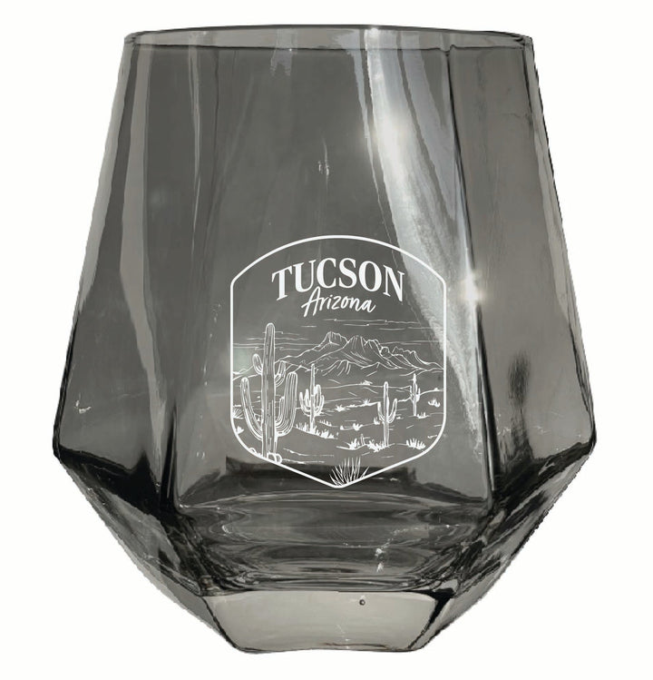 Tucson Arizona Souvenir Stemless Diamond Wine Glass Engraved 15 oz Image 1