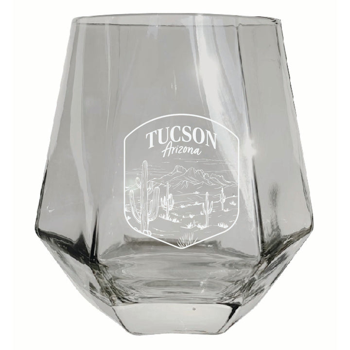 Tucson Arizona Souvenir Stemless Diamond Wine Glass Engraved 15 oz Image 3