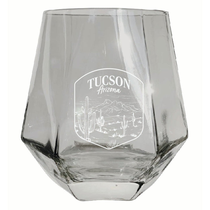 Tucson Arizona Souvenir Stemless Diamond Wine Glass Engraved 15 oz Image 1