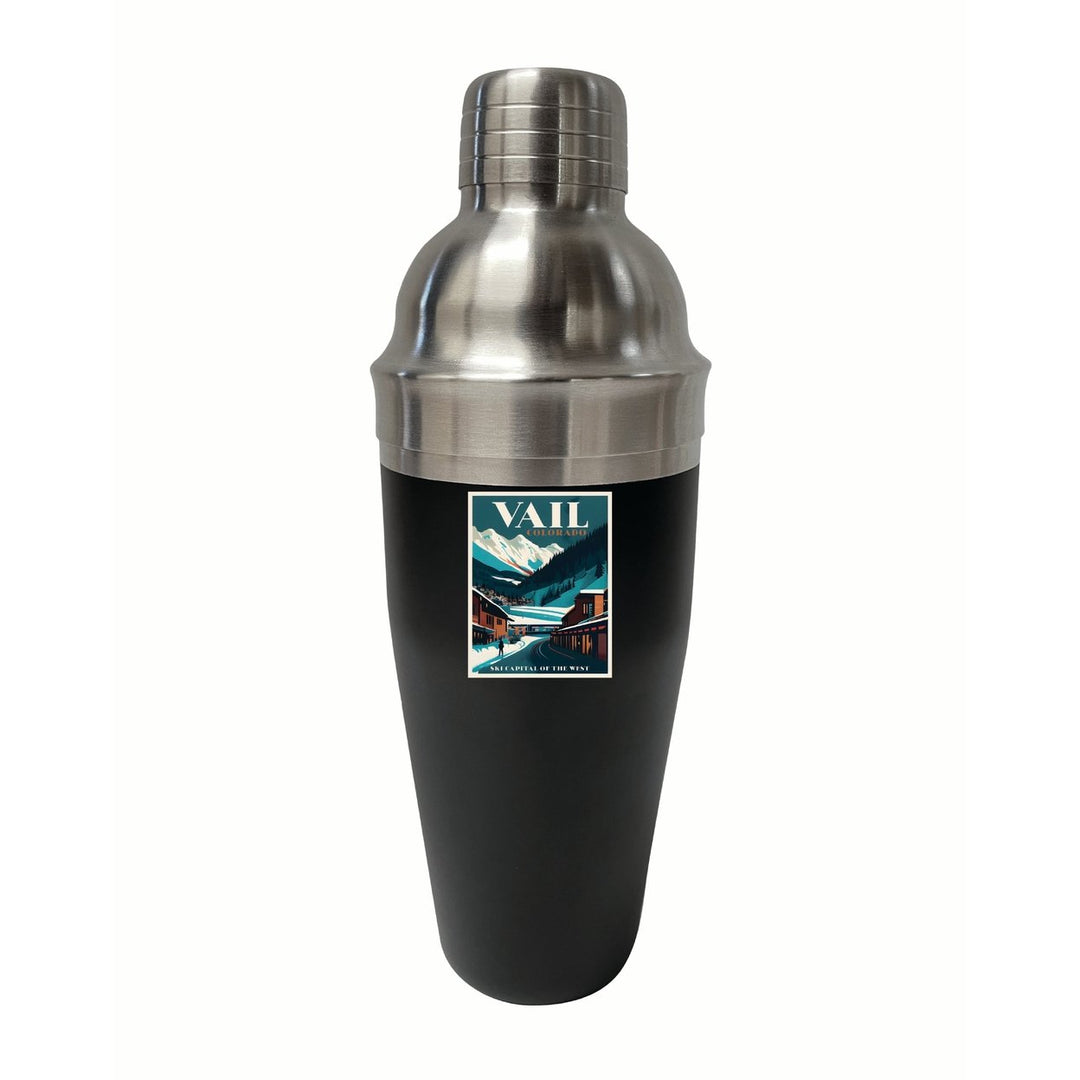 Vail Colorado Design B Souvenir 24 oz Stainless Steel Cocktail Shaker Black Image 1