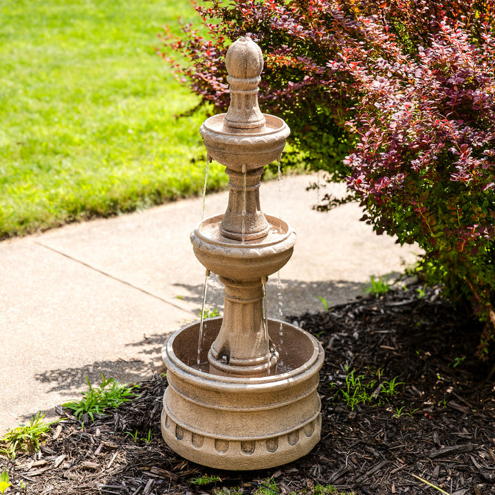 Sunnydaze Cyprus 3-Tier Polyresin Outdoor Fountain - Eggshell Image 4