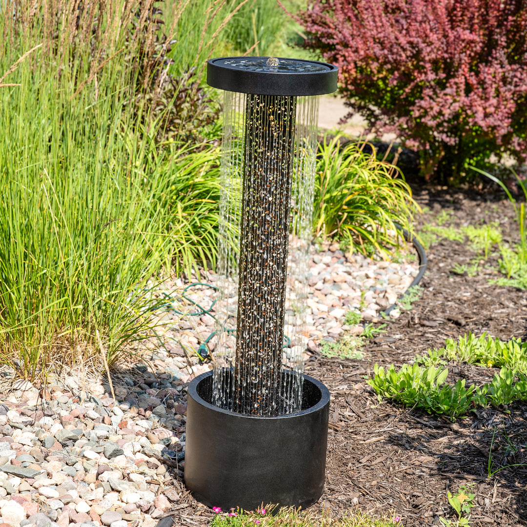 Sunnydaze Glittering Rain Zinc Outdoor Water Fountain with LEDs - 41.25" Image 4