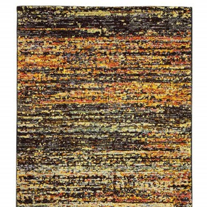 12 Gold And Slate Abstract Runner Rug Image 3