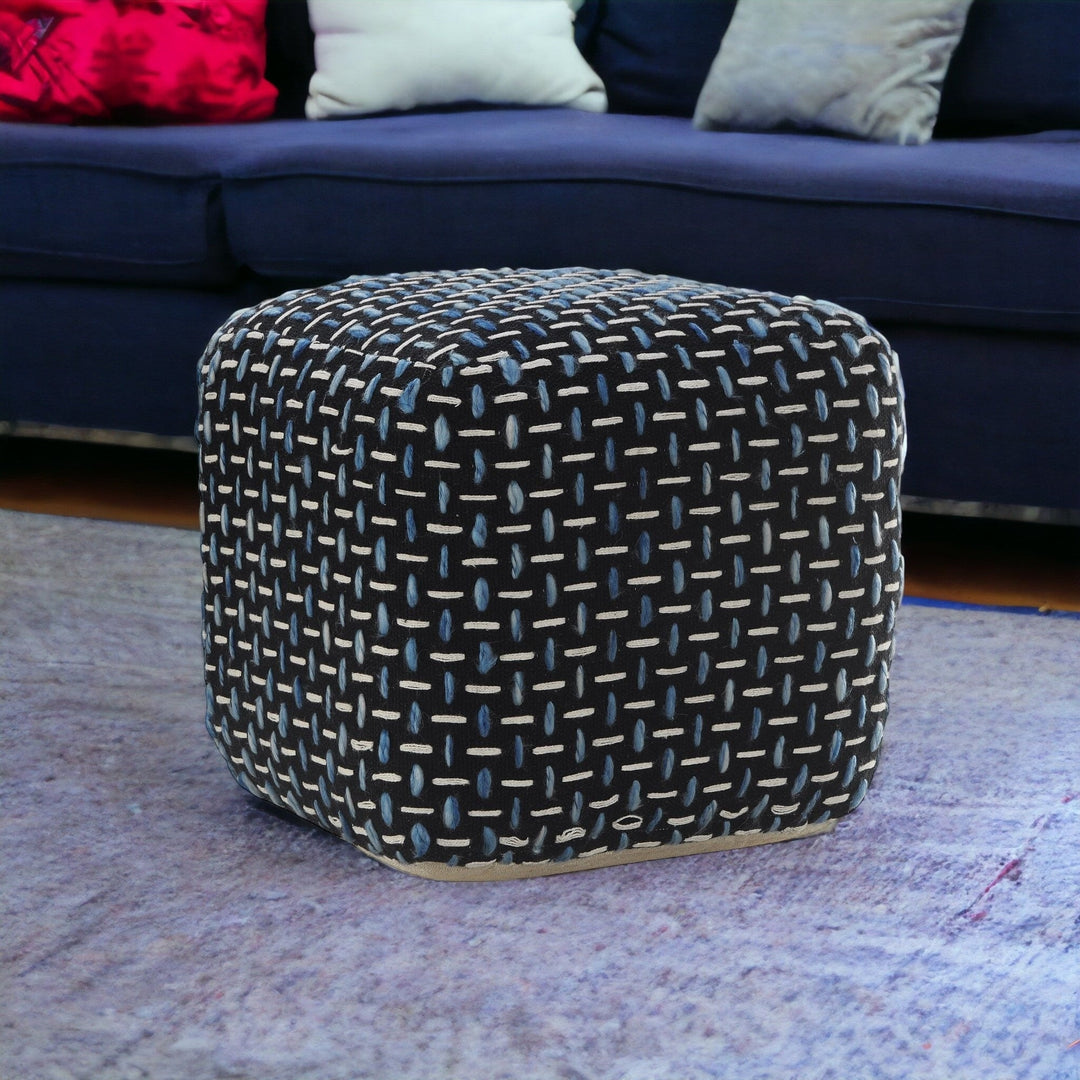 16" Black Polyester Ottoman Image 2