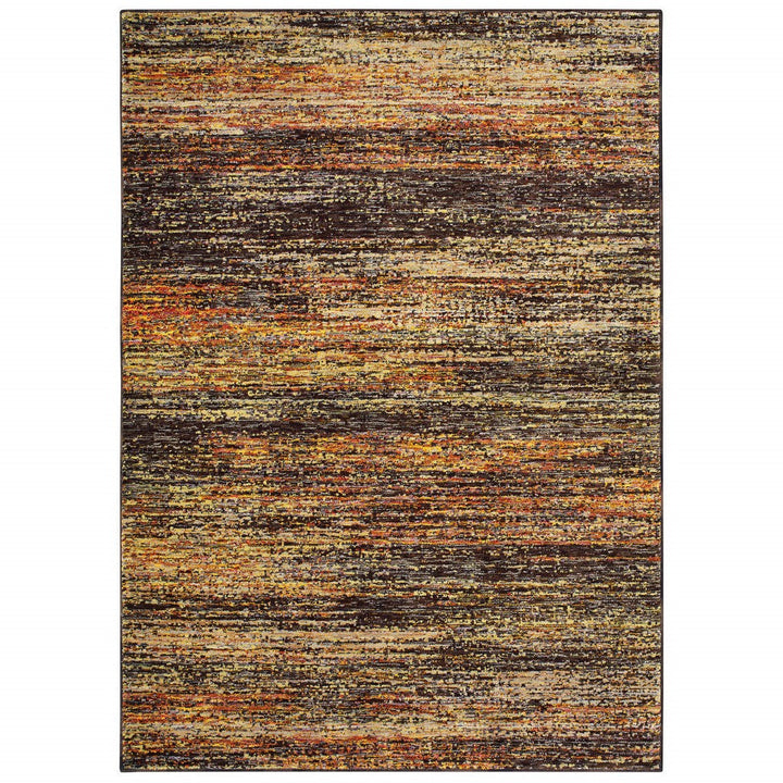 12 Gold And Slate Abstract Runner Rug Image 4