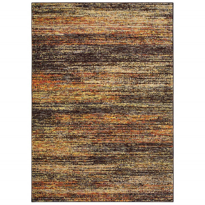 12 Gold And Slate Abstract Runner Rug Image 1