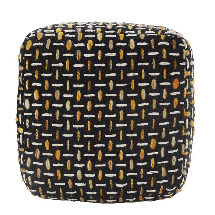 16" Black Polyester Ottoman Image 5