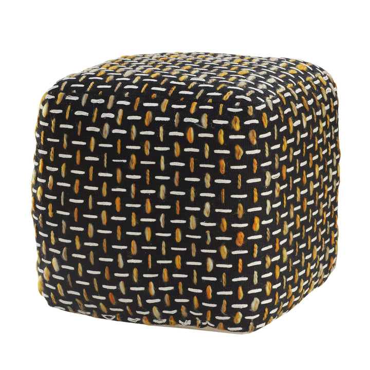 16" Black Polyester Ottoman Image 7