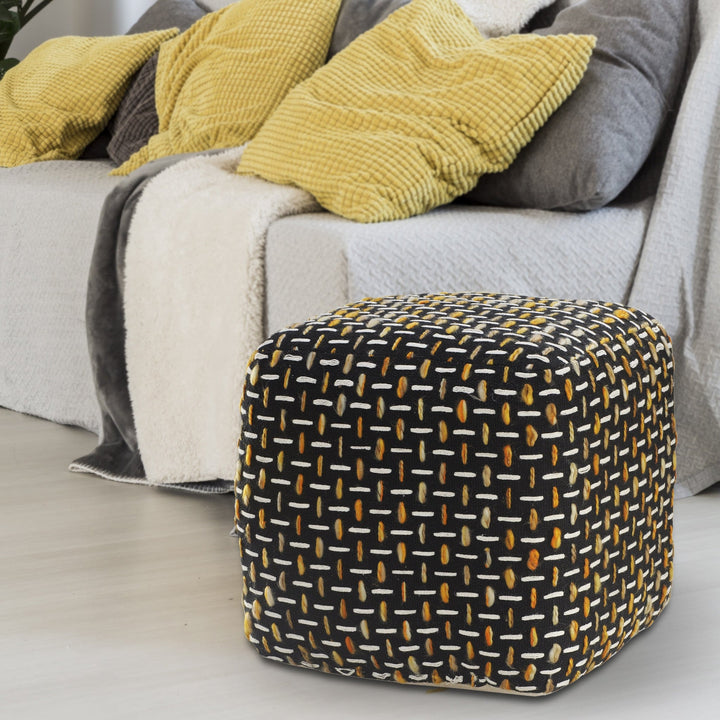 16" Black Polyester Ottoman Image 9