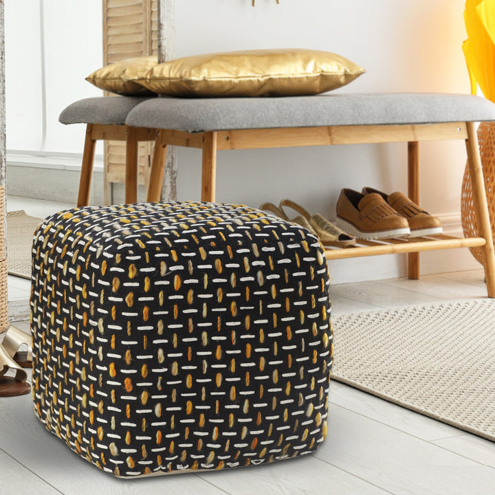 16" Black Polyester Ottoman Image 10