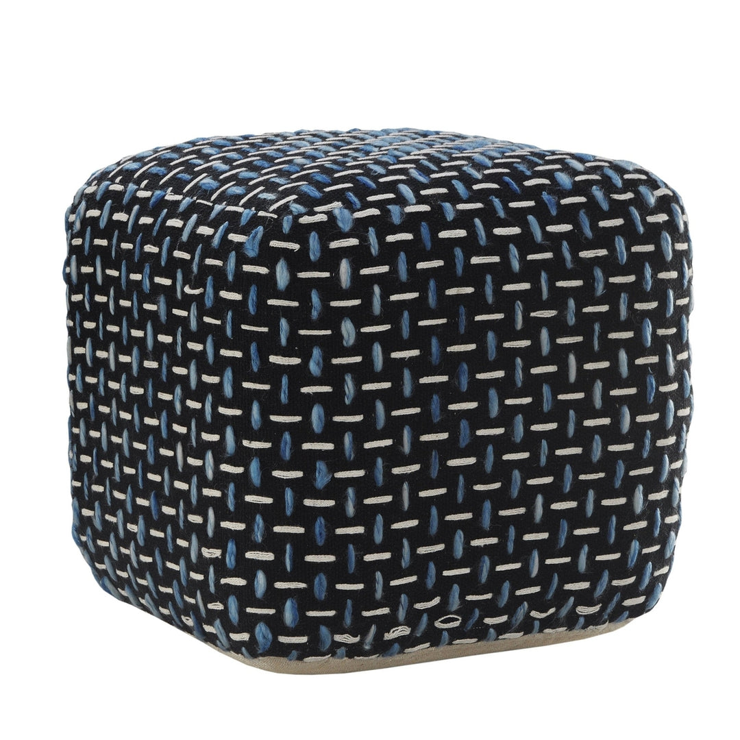 16" Black Polyester Ottoman Image 12