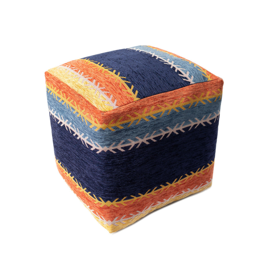 18" Multicolored Polyester Blend Ottoman Image 3