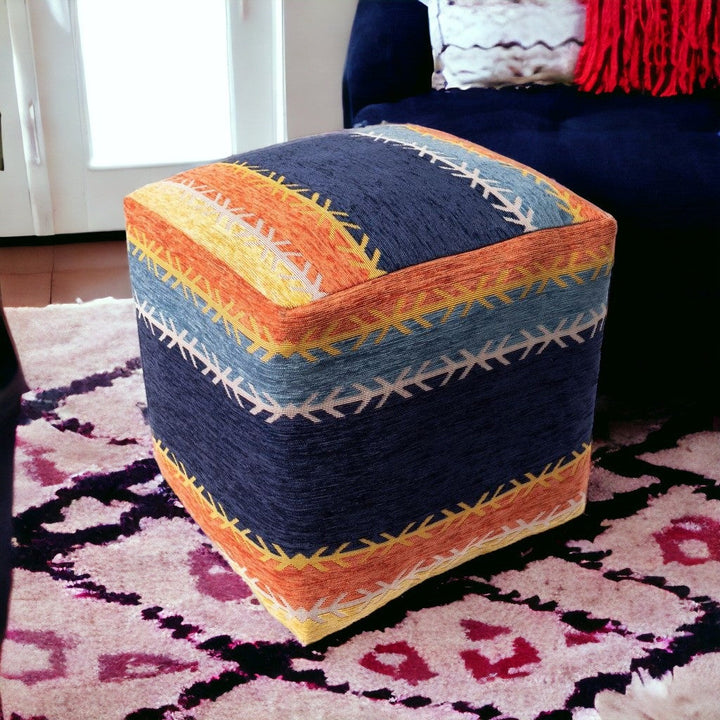 18" Multicolored Polyester Blend Ottoman Image 8