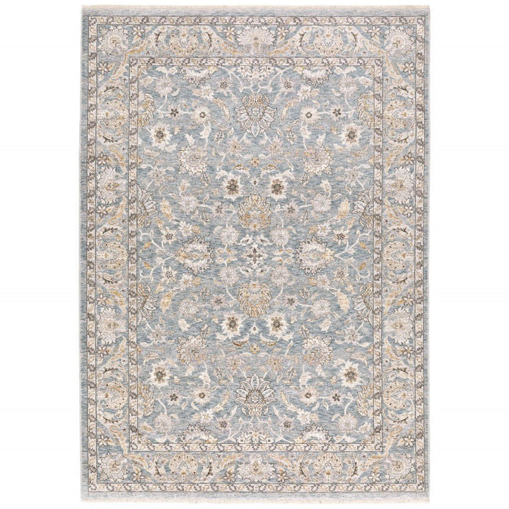 2 X 3 Blue Ivory Machine Woven Floral Oriental Indoor Area Rug Image 6