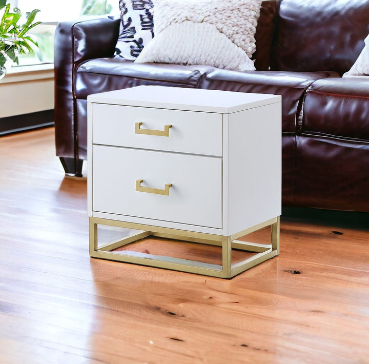 20" Gold and Dark Blue End Table with Two Drawers Image 3