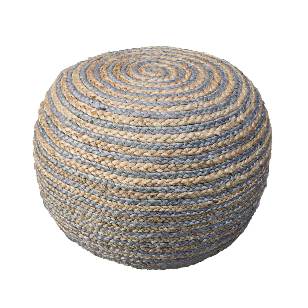 20" Blue Jute Ottoman Image 10