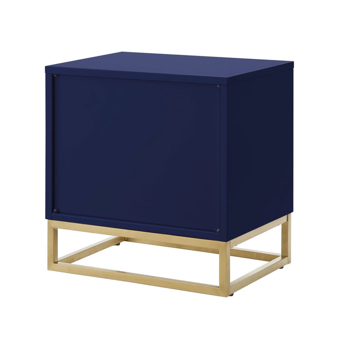 20" Gold and Dark Blue End Table with Two Drawers Image 6