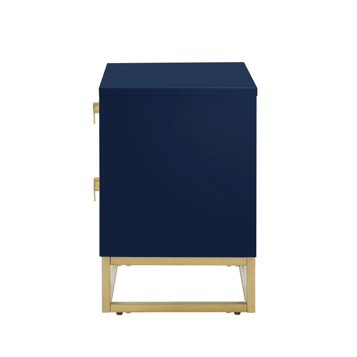 20" Gold and Dark Blue End Table with Two Drawers Image 7