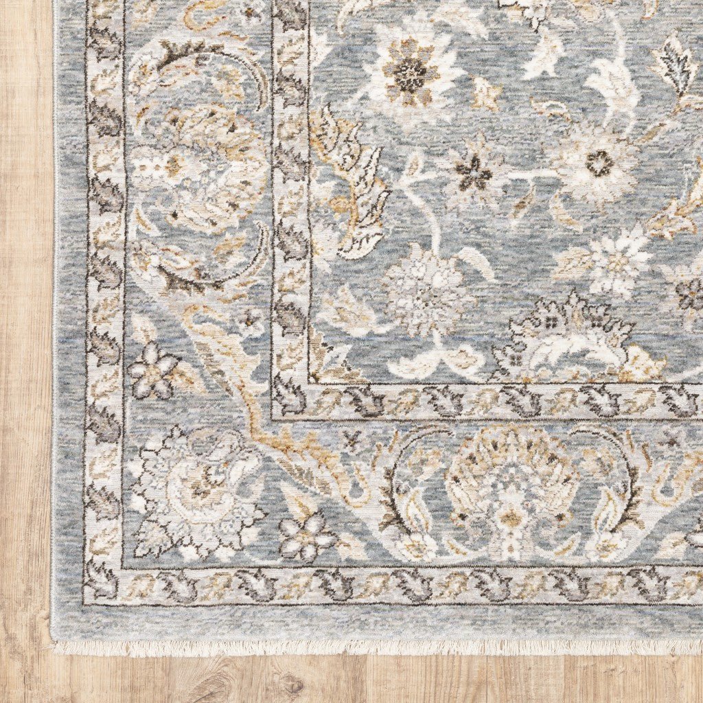 2 X 3 Blue Ivory Machine Woven Floral Oriental Indoor Area Rug Image 8