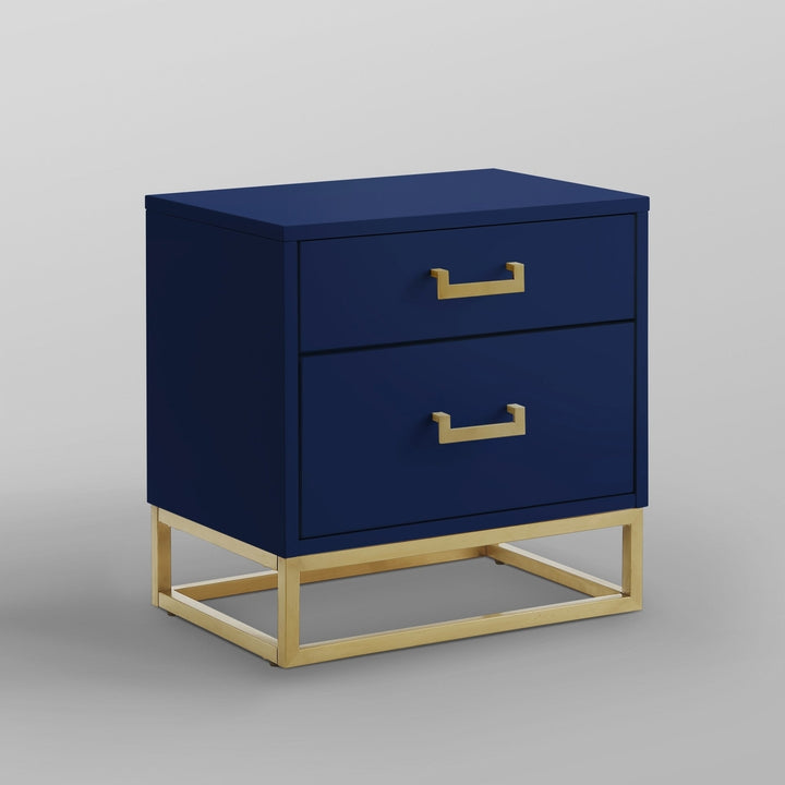 20" Gold and Dark Blue End Table with Two Drawers Image 8