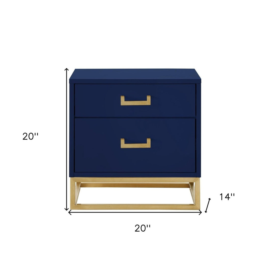 20" Gold and Dark Blue End Table with Two Drawers Image 10