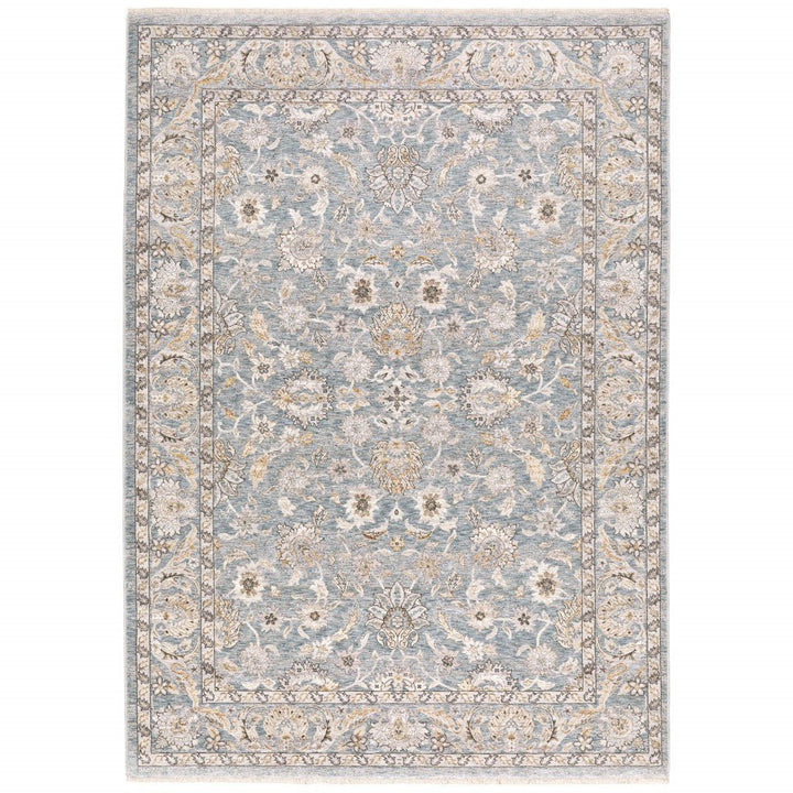 2 X 3 Blue Ivory Machine Woven Floral Oriental Indoor Area Rug Image 10