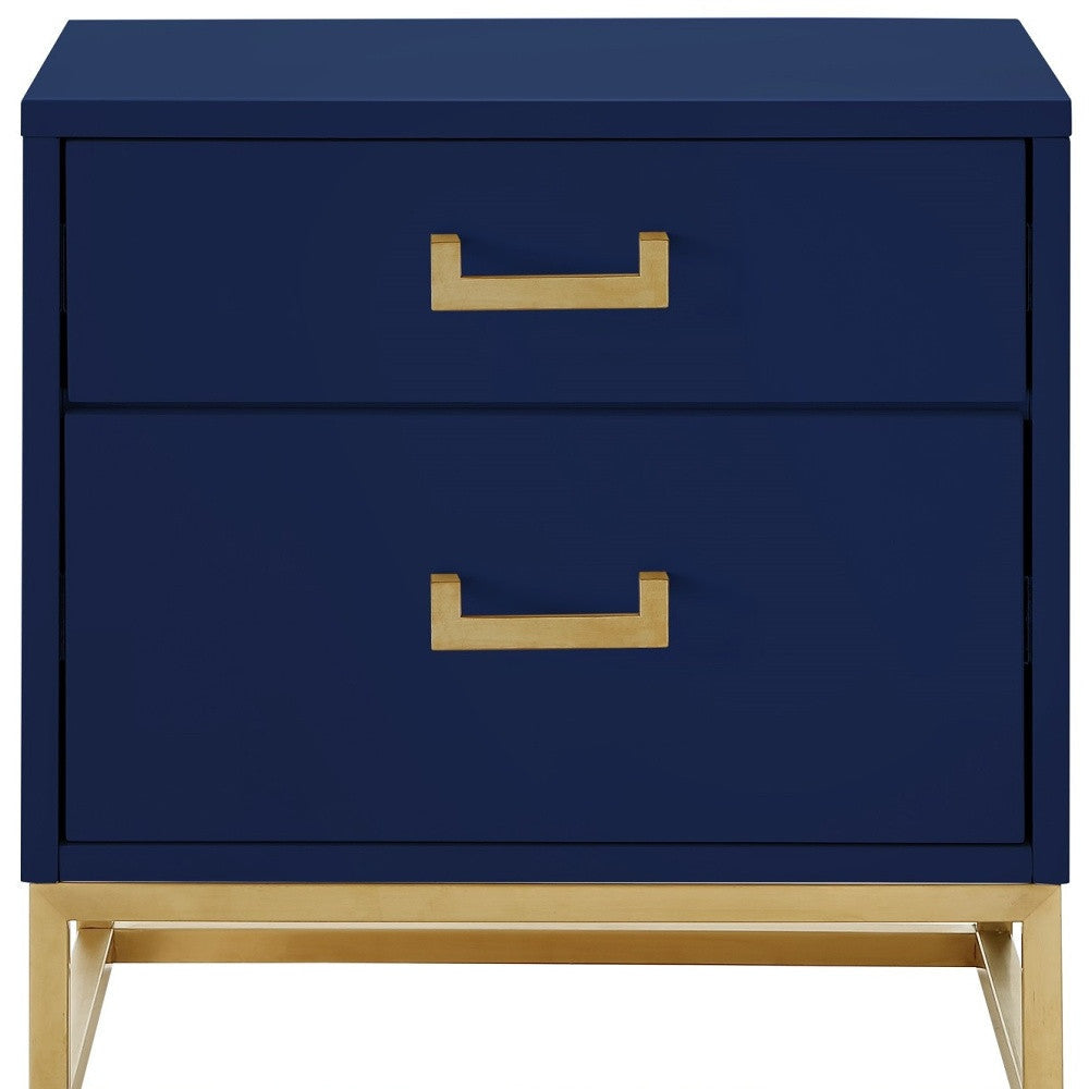 20" Gold and Dark Blue End Table with Two Drawers Image 12