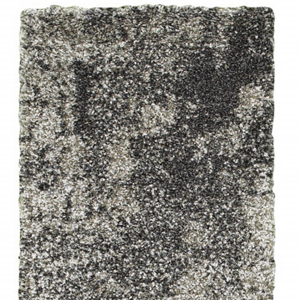 2 X 8 Charcoal Silver And Grey Abstract Shag Power Loom Stain Resistant Runner Rug Image 6