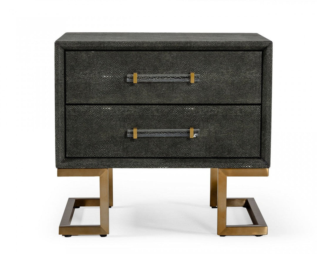 22" Gray Shagreen Two Drawer Nightstand Image 1