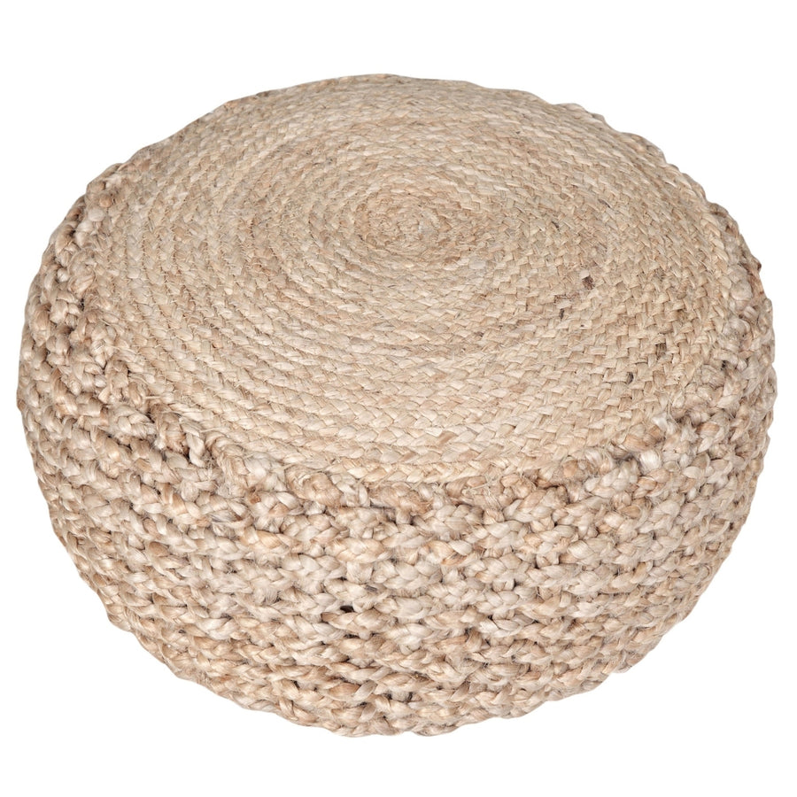 20" Tan Jute Ottoman Image 1