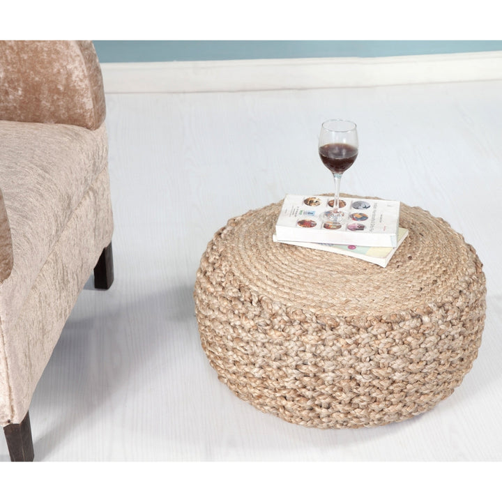 20" Tan Jute Ottoman Image 3