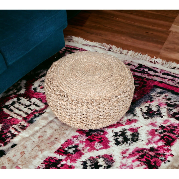 20" Tan Jute Ottoman Image 6