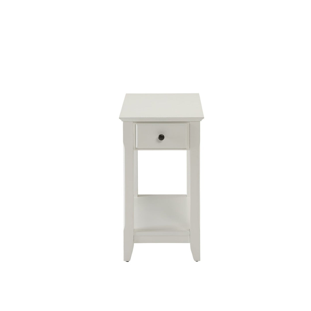 23" White Solid and Manufactured Wood End Table With Drawer And Shelf Image 8