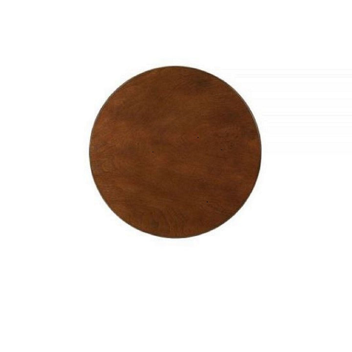 24" Brown Solid Wood Round End Table With Shelf Image 3