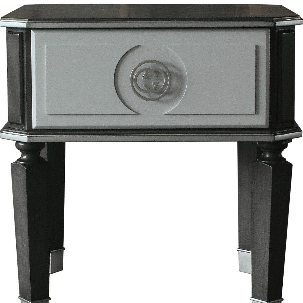 24" Charcoal And Light Gray Manufactured Wood Square End Table Image 3