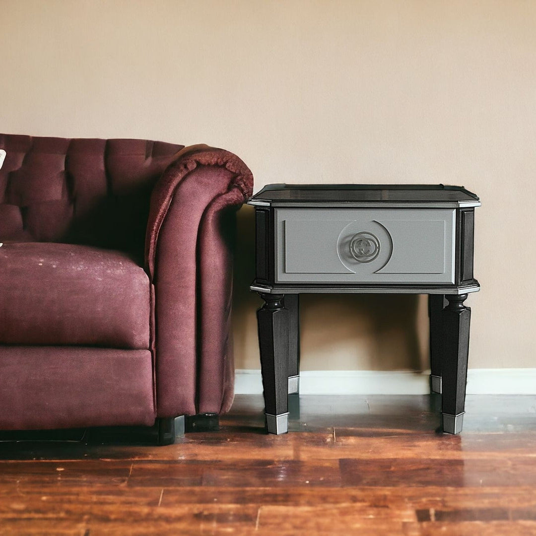 24" Charcoal And Light Gray Manufactured Wood Square End Table Image 6