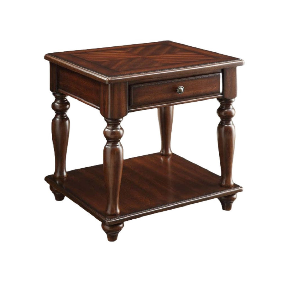 24" Walnut Manufactured Wood Rectangular End Table With Drawer And Shelf Image 1