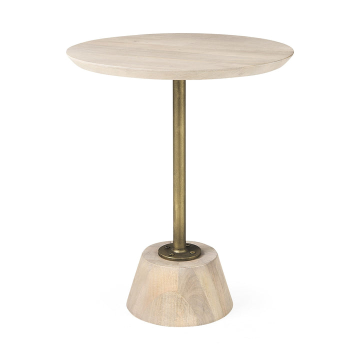 24" Beige Solid and Manufactured Wood Round End Table Image 1