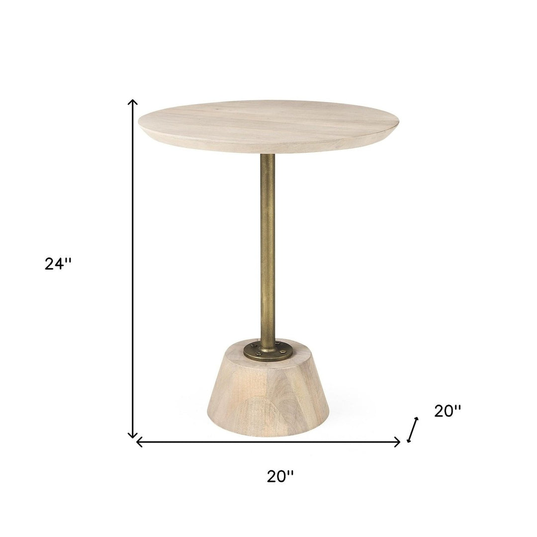 24" Beige Solid and Manufactured Wood Round End Table Image 9