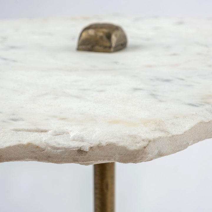 23" Gold And White Marble End Table Image 3