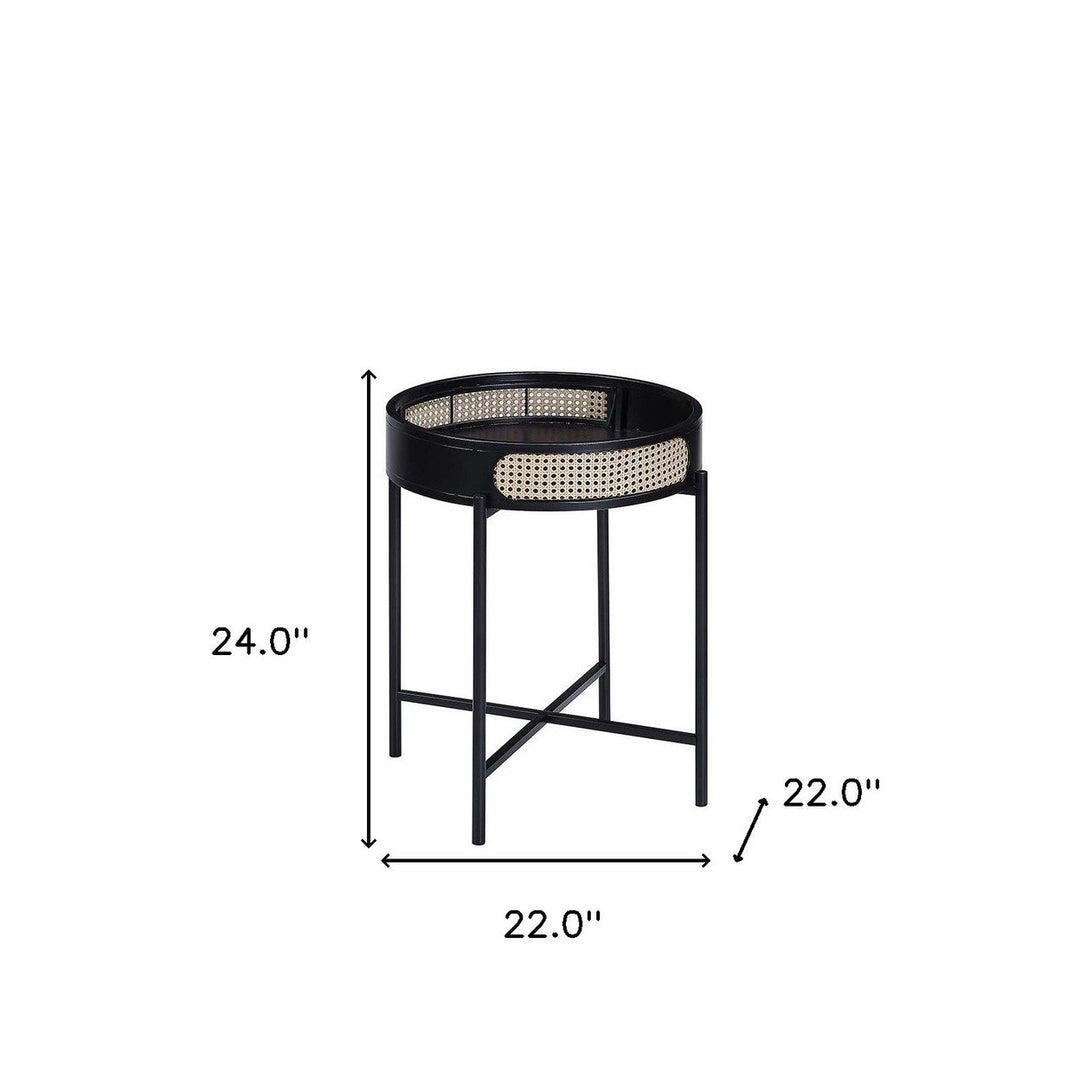 24" Black Melamine Veneer And Manufactured Wood Round End Table Image 2