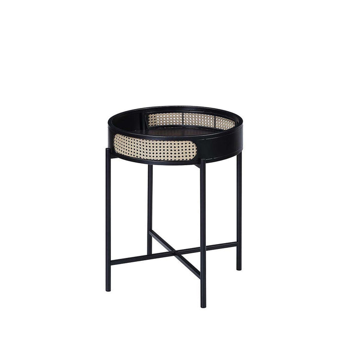 24" Black Melamine Veneer And Manufactured Wood Round End Table Image 3