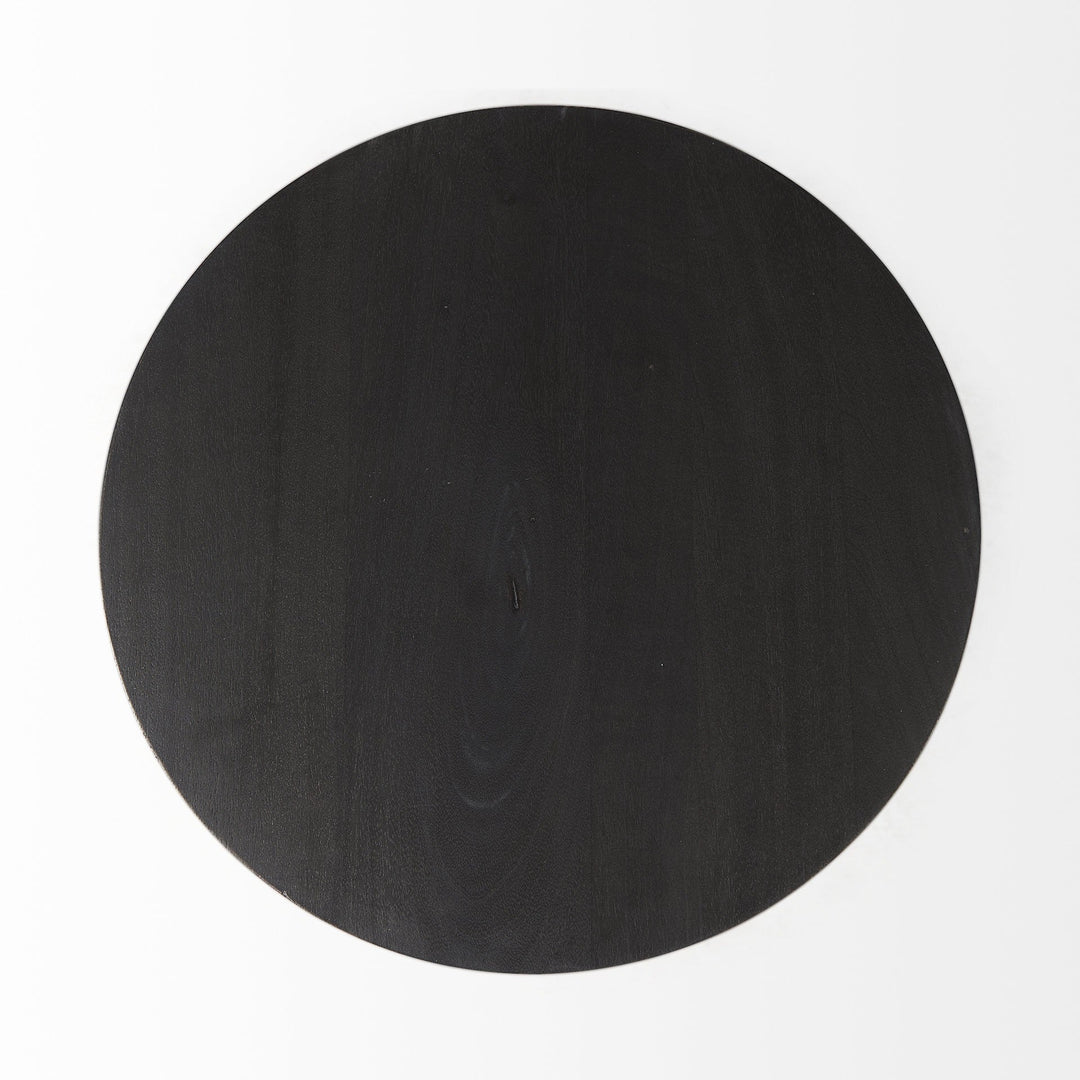 24" Black Solid and Manufactured Wood Round End Table Image 3