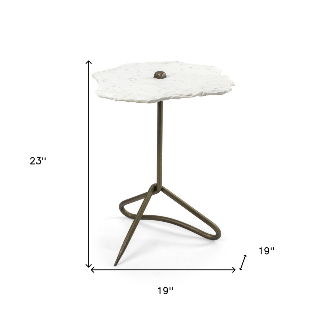 23" Gold And White Marble End Table Image 7